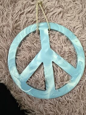 Aqua Marble Peace Sign Wall Hanging